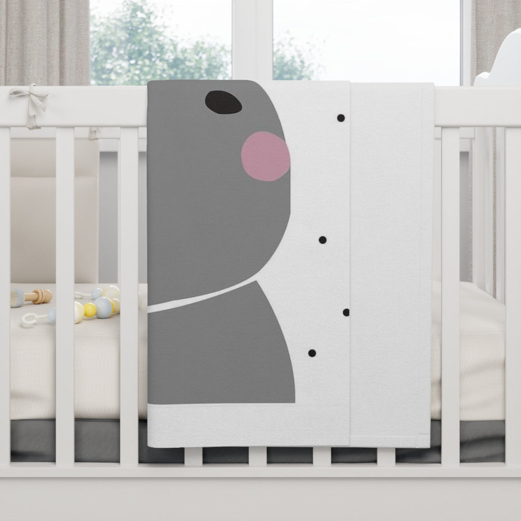 Hippo Baby Blanket — Soft Fleece Newborn Swaddle for Nursery, Cute Gray Hippo Design