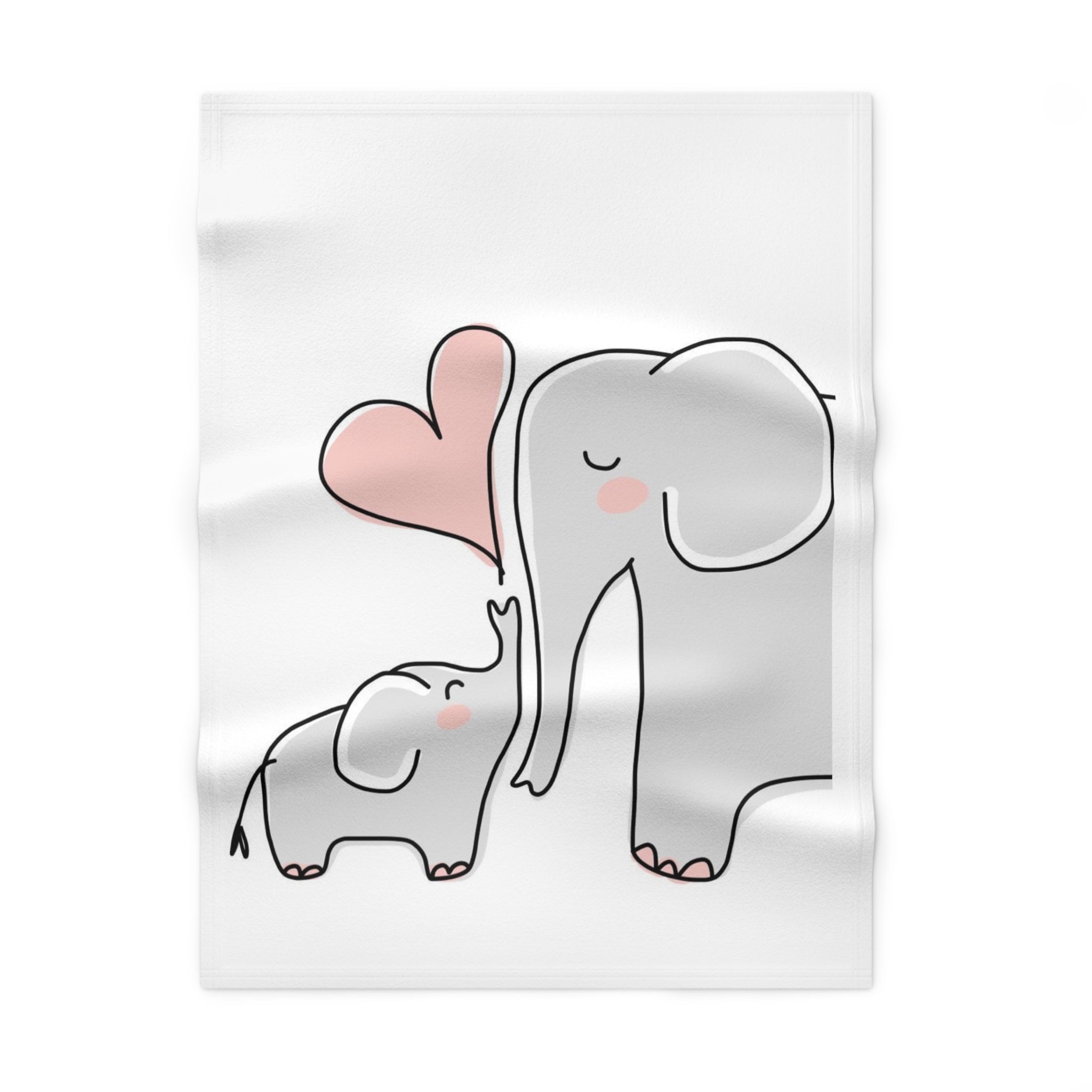 Baby Elephant Heart Fleece Blanket — Soft Nursery Throw for Newborns & Baby Shower Gift