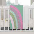 Pastel Rainbow Baby Blanket – Soft Fleece Nursery Throw with Flowers