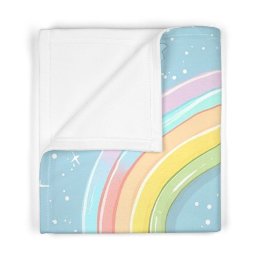 Baby Blanket - Cute Bunny with Rainbow Fleece Throw (Soft Pastel Nursery Blanket)