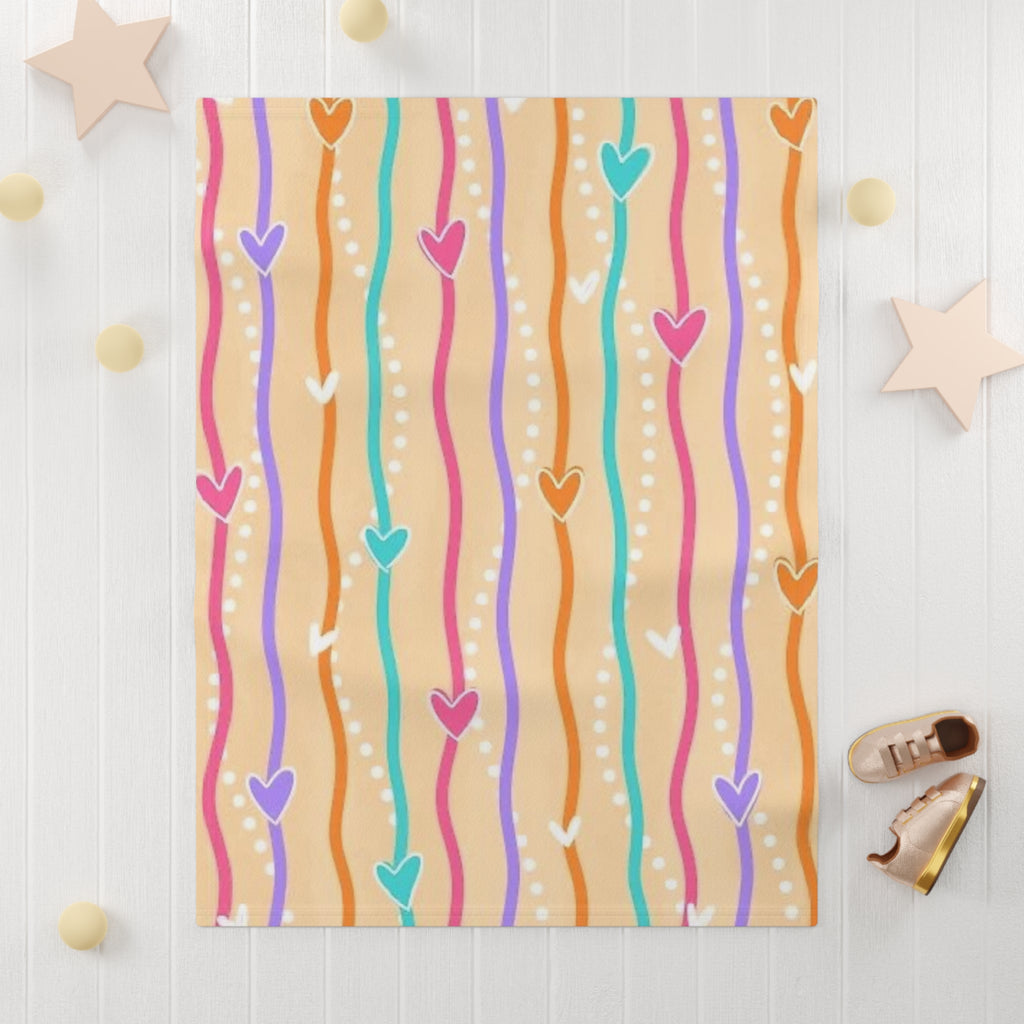 Hearts & Waves Baby Blanket – Soft Fleece Nursery Throw