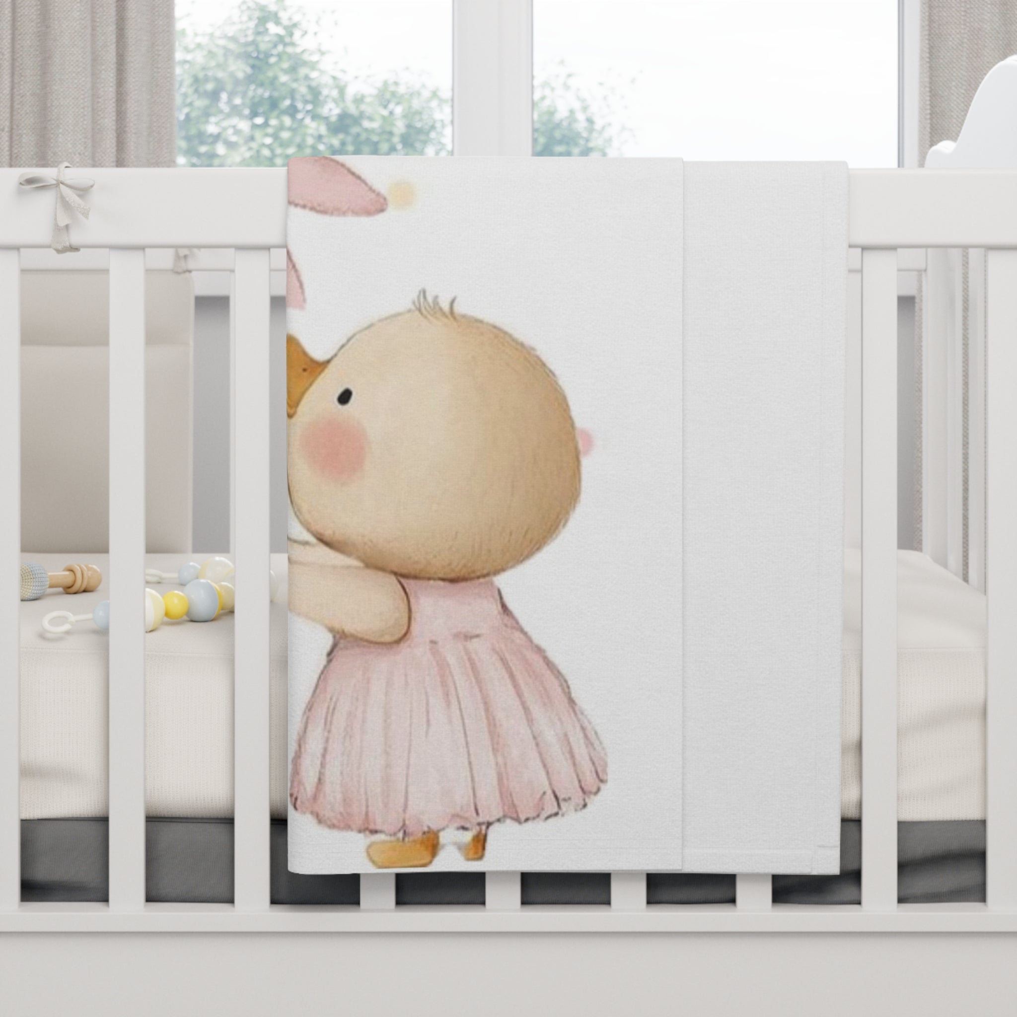 Baby Blanket - Cute Duck and Girl Floral Fleece Blanket for Newborns & Infant Gifts