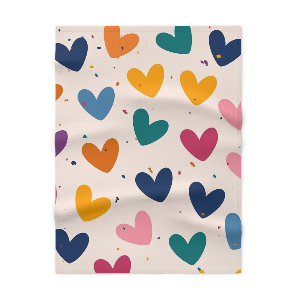 Colorful Heart Baby Blanket - Soft Fleece Nursery Throw