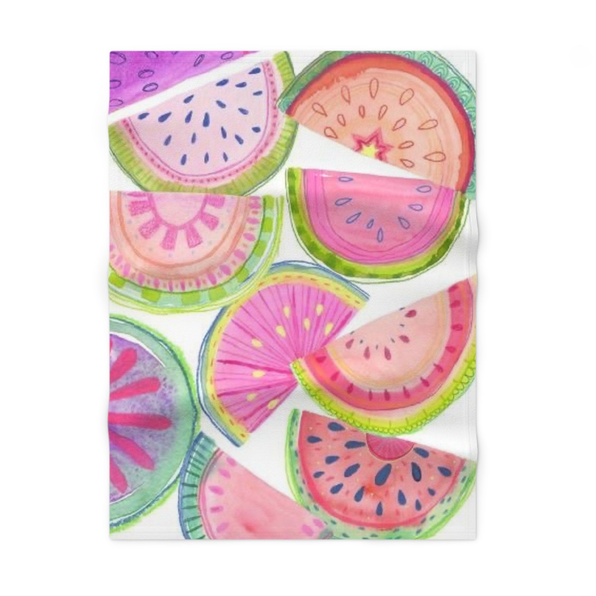 Watercolor Watermelon Baby Blanket — Soft Fleece Nursery Throw for Infants