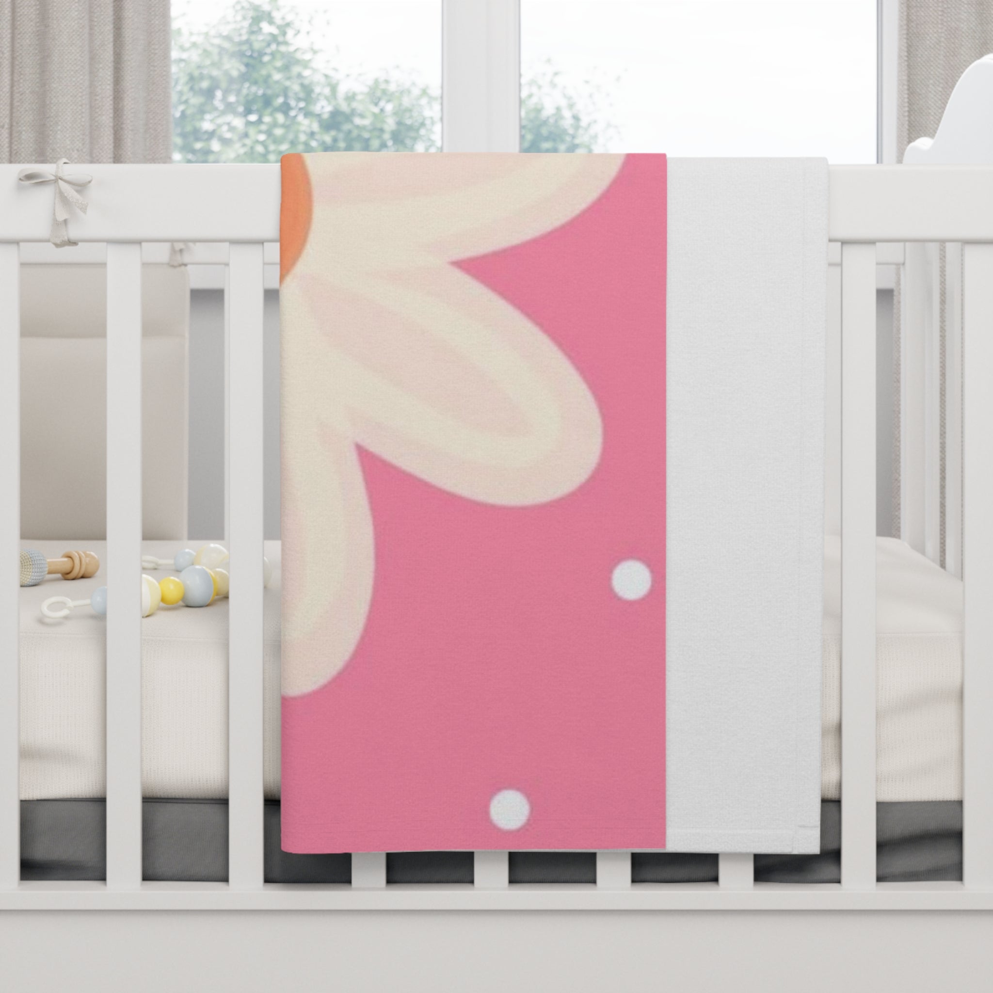 Pink Daisy Baby Blanket – Soft Fleece Floral Throw for Newborns & Nursery