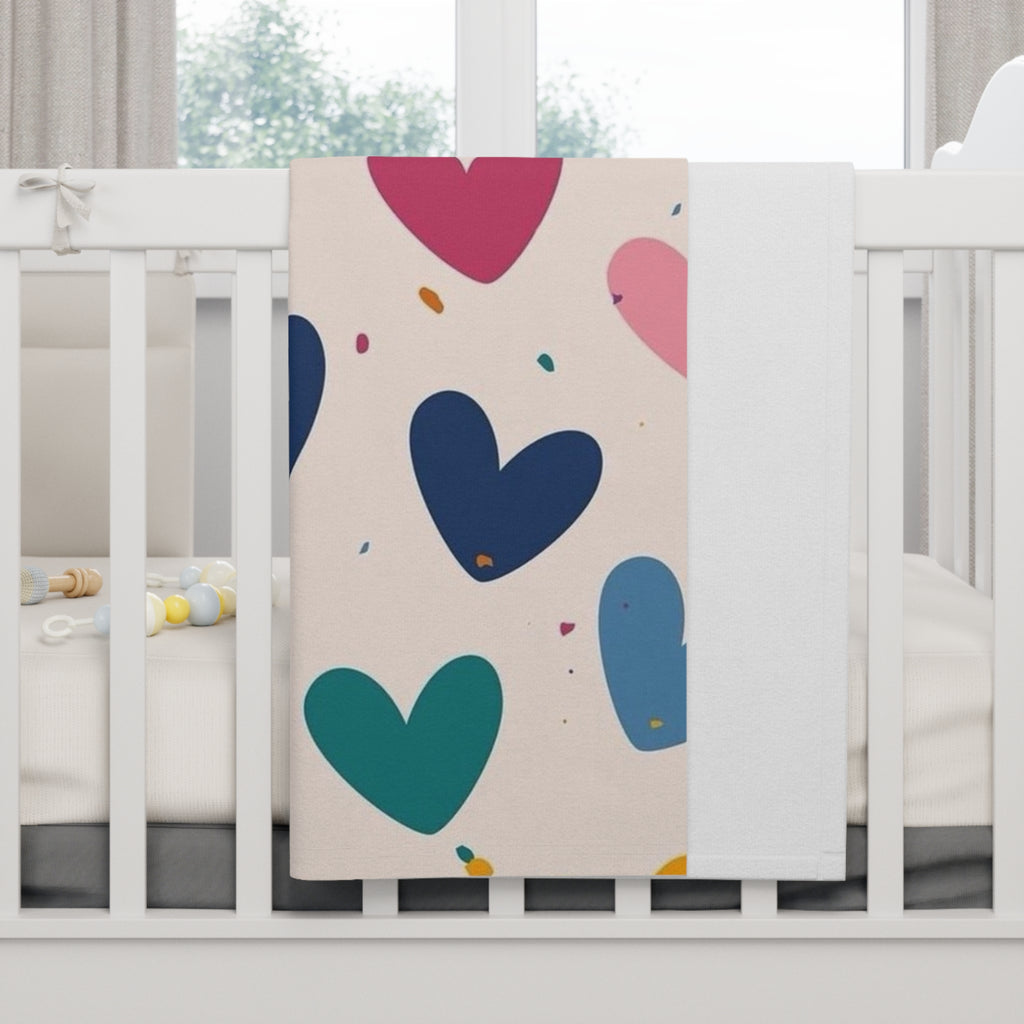 Colorful Heart Baby Blanket - Soft Fleece Nursery Throw