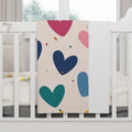 Colorful Heart Baby Blanket - Soft Fleece Nursery Throw