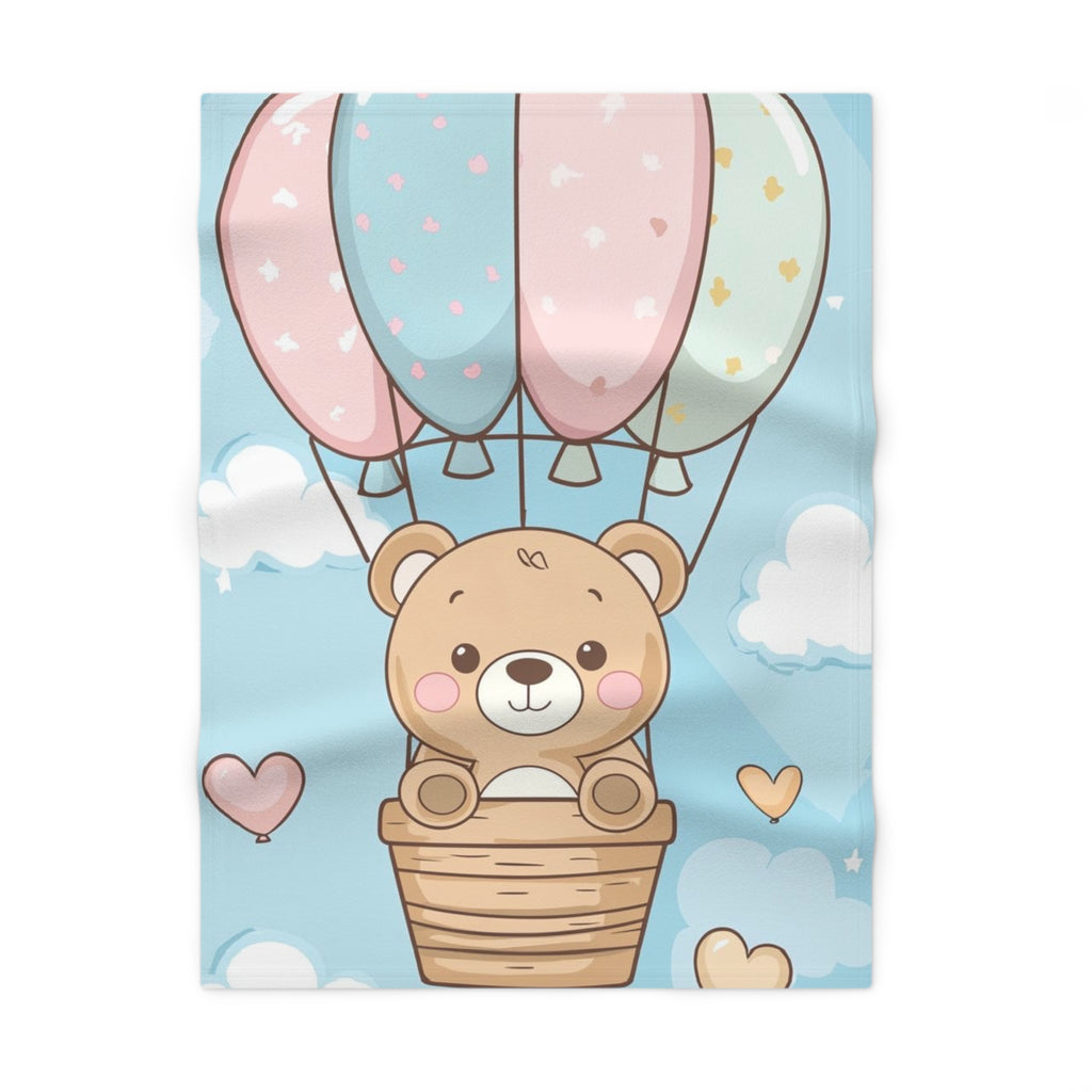 Cute Bear Hot Air Balloon Baby Blanket — Soft Fleece Nursery Throw for Newborns & Baby Shower Gift