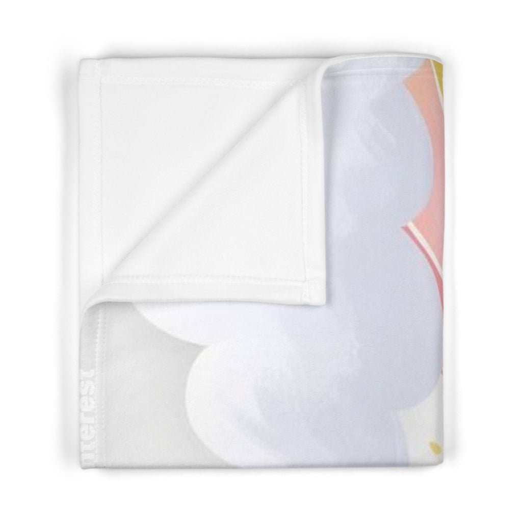 Pastel Rainbow Baby Blanket – Soft Fleece with Smiling Sun & Clouds
