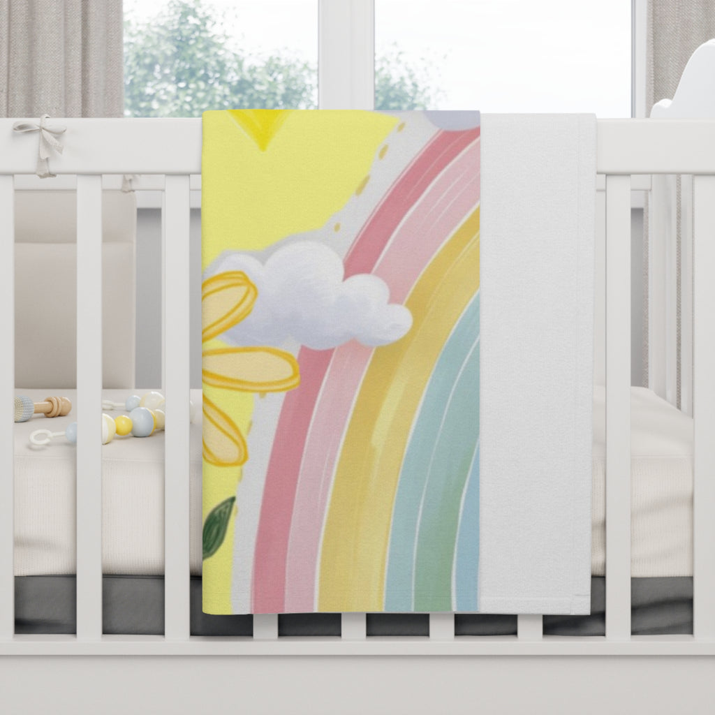 Daisy Heart Yellow Baby Blanket — Soft Fleece Infant Throw