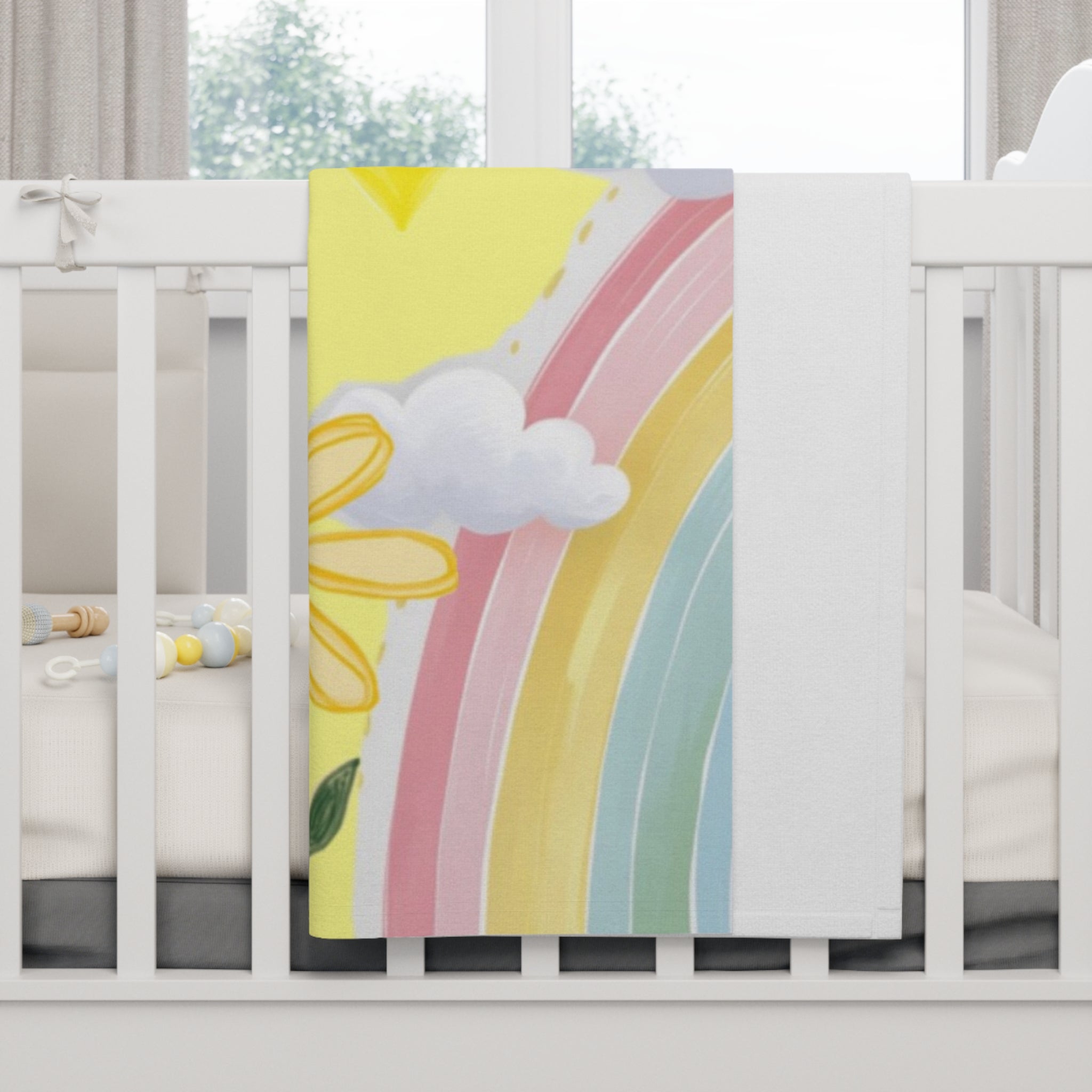 Daisy Heart Yellow Baby Blanket — Soft Fleece Infant Throw