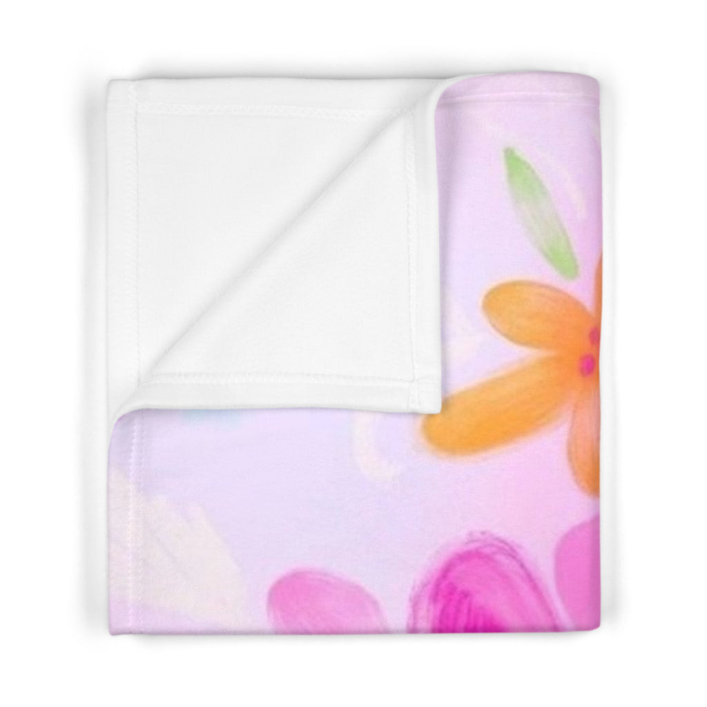 Floral Pastel Baby Blanket — Soft Fleece Nursery Throw