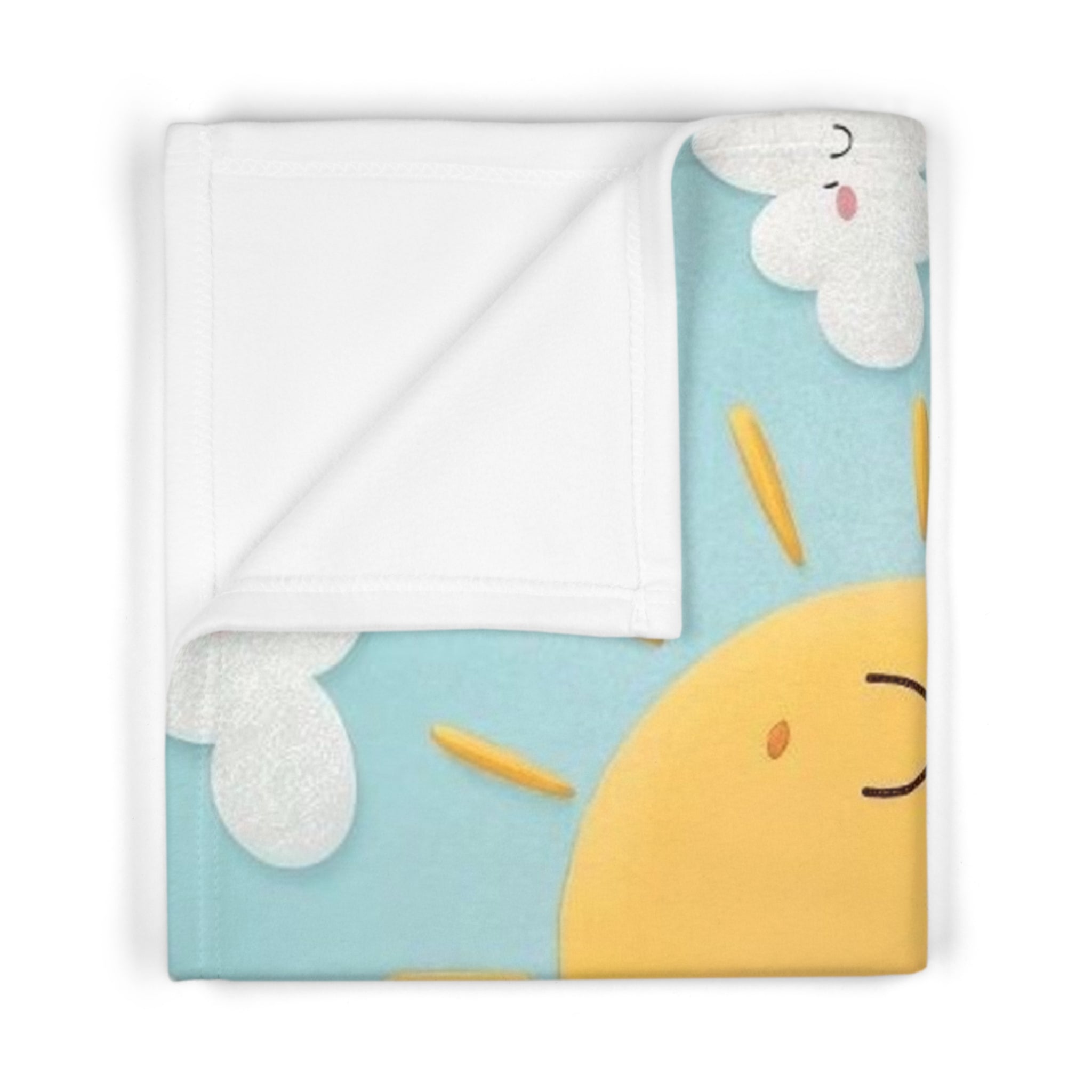 Sunny Meadow Baby Blanket — Soft Fleece Infant Throw with Smiling Sun & Floral Design