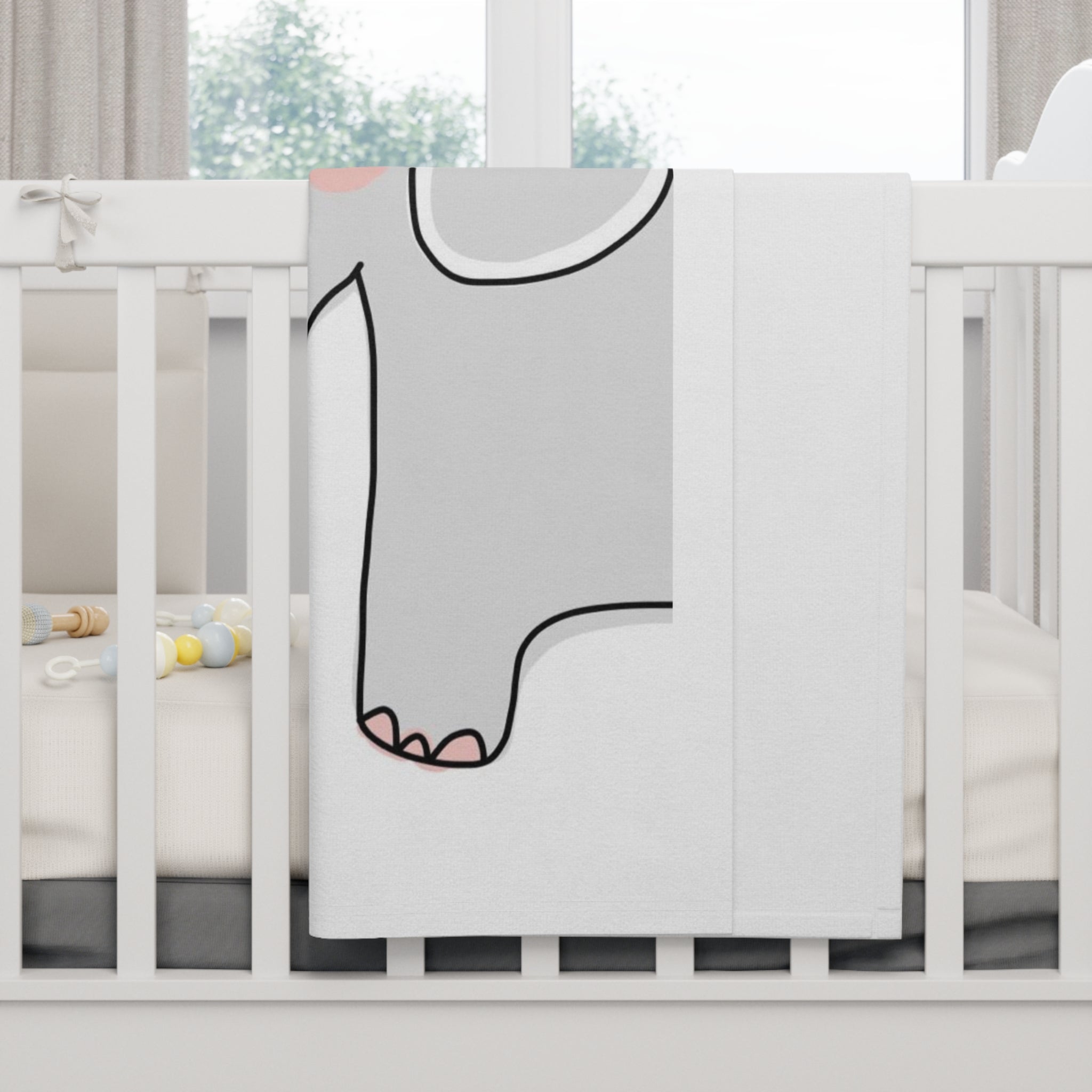 Baby Elephant Heart Fleece Blanket — Soft Nursery Throw for Newborns & Baby Shower Gift