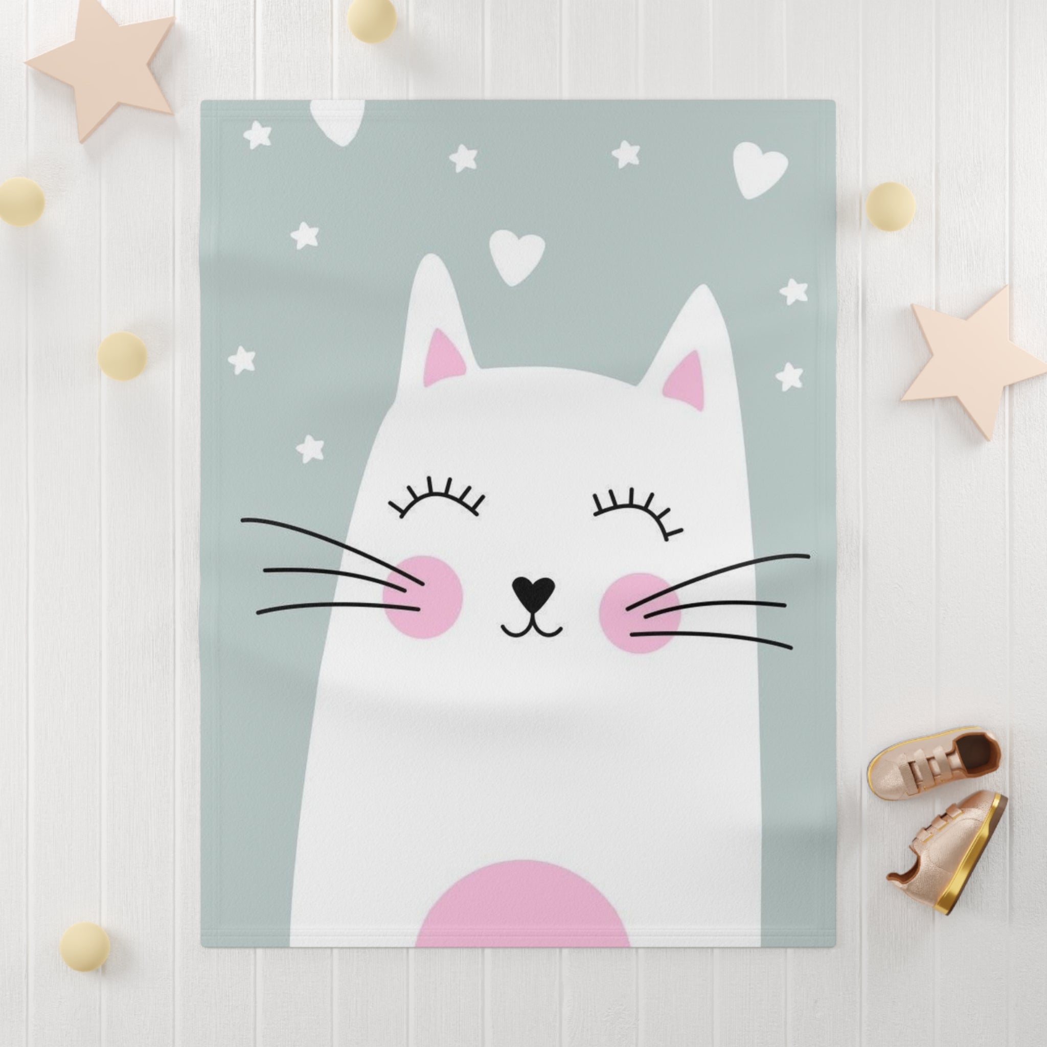 Cute Cat Baby Blanket — Soft Fleece Nursery Throw for Newborns & Toddlers