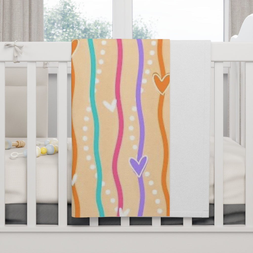 Hearts & Waves Baby Blanket – Soft Fleece Nursery Throw