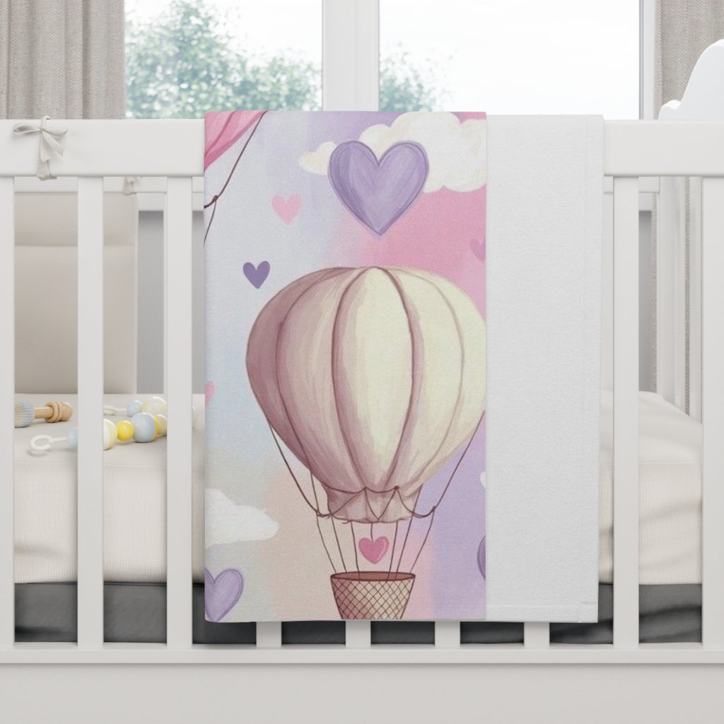 Pastel Hot Air Balloon Baby Blanket - Soft Fleece Nursery Throw