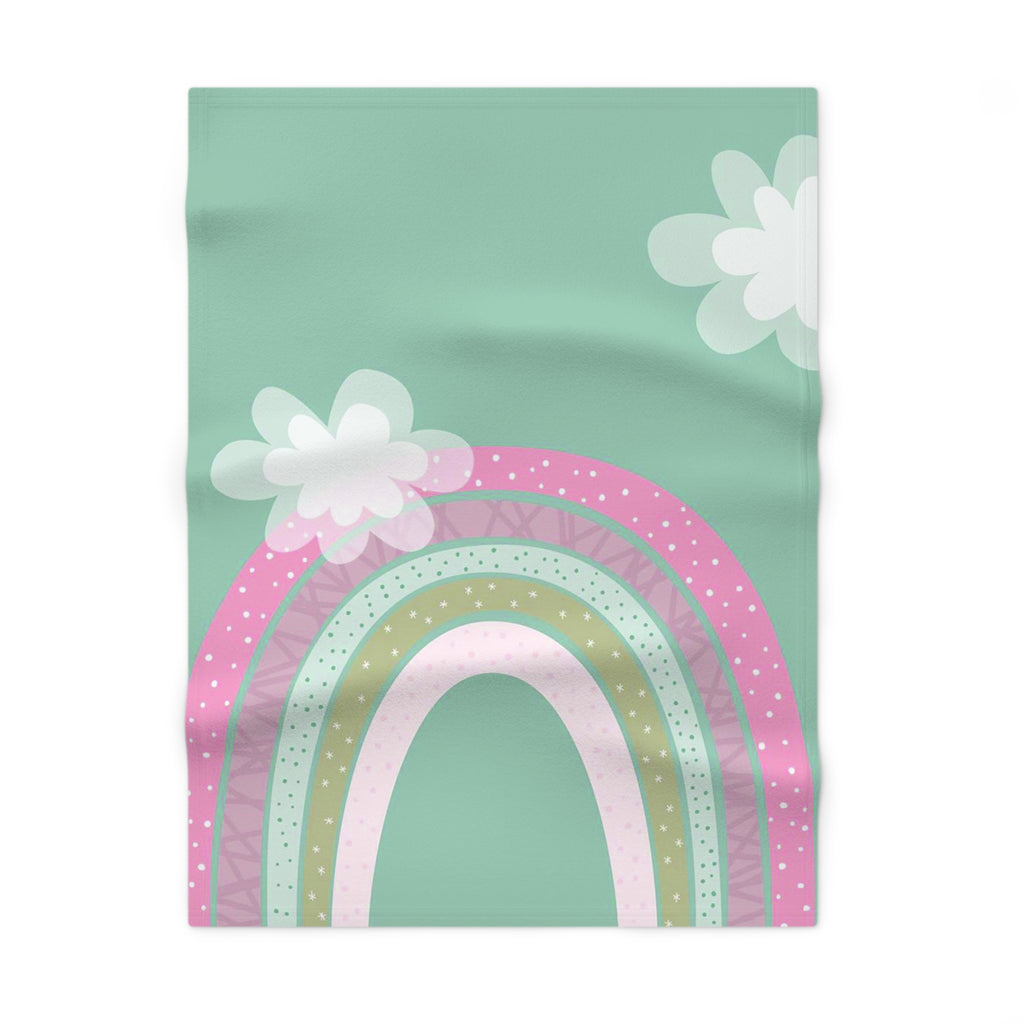Pastel Rainbow Baby Blanket – Soft Fleece Nursery Throw with Flowers