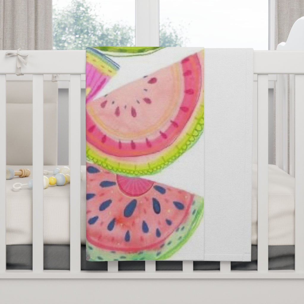 Watercolor Watermelon Baby Blanket — Soft Fleece Nursery Throw for Infants