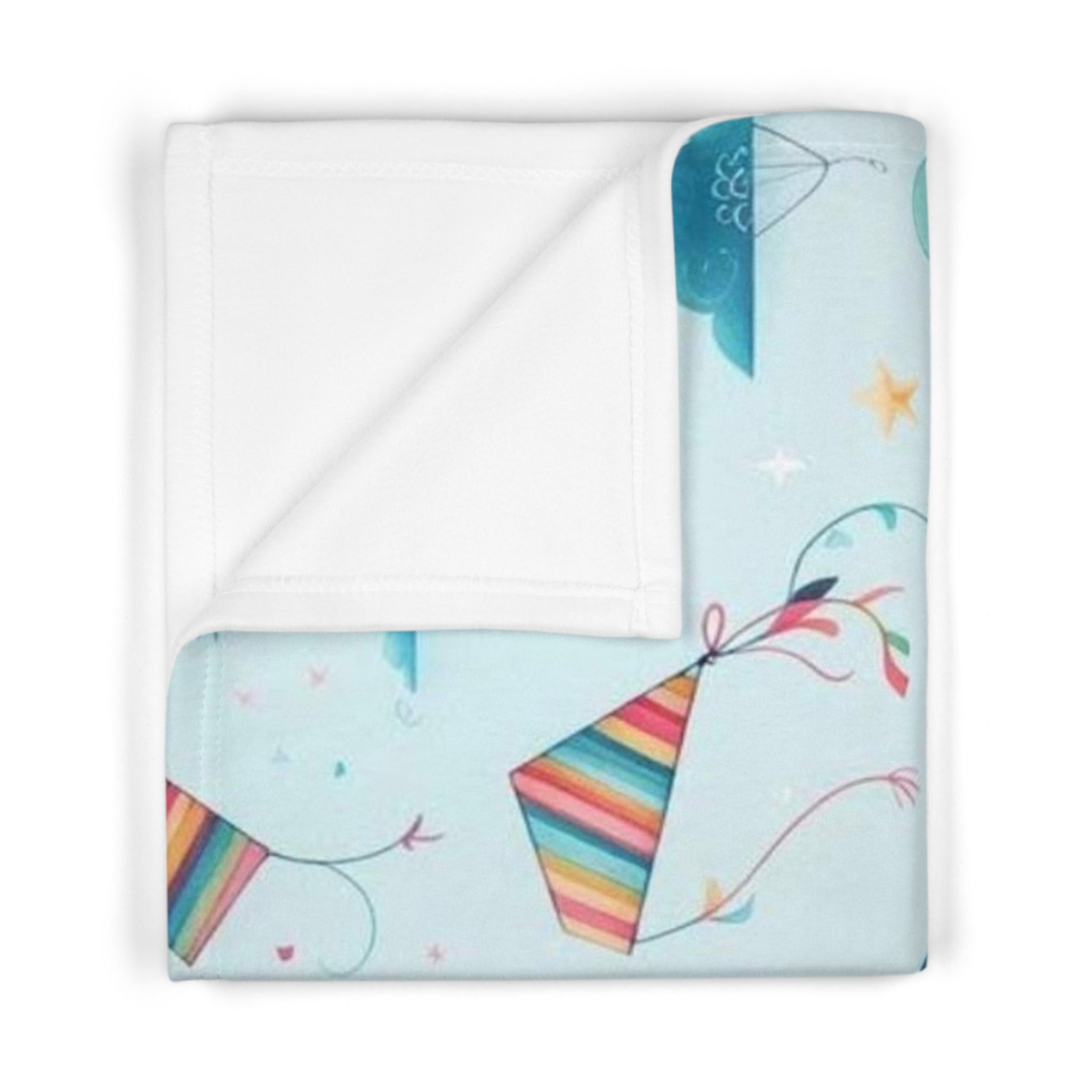 Kite Dreams Baby Fleece Blanket — Soft Pastel Kites & Clouds Newborn Throw