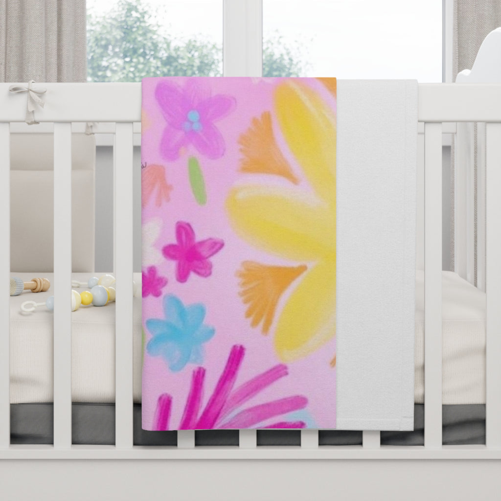 Floral Pastel Baby Blanket — Soft Fleece Nursery Throw