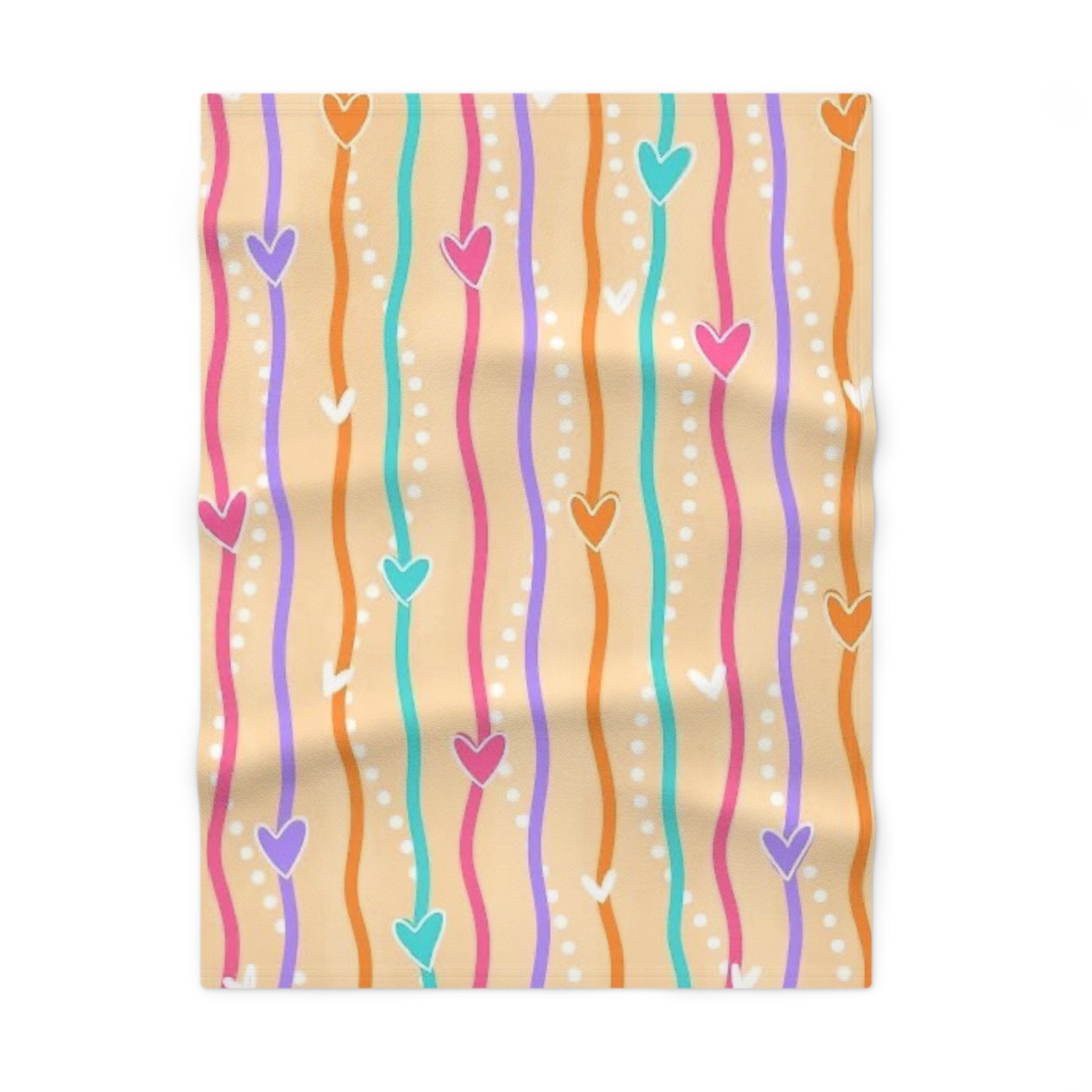 Hearts & Waves Baby Blanket – Soft Fleece Nursery Throw