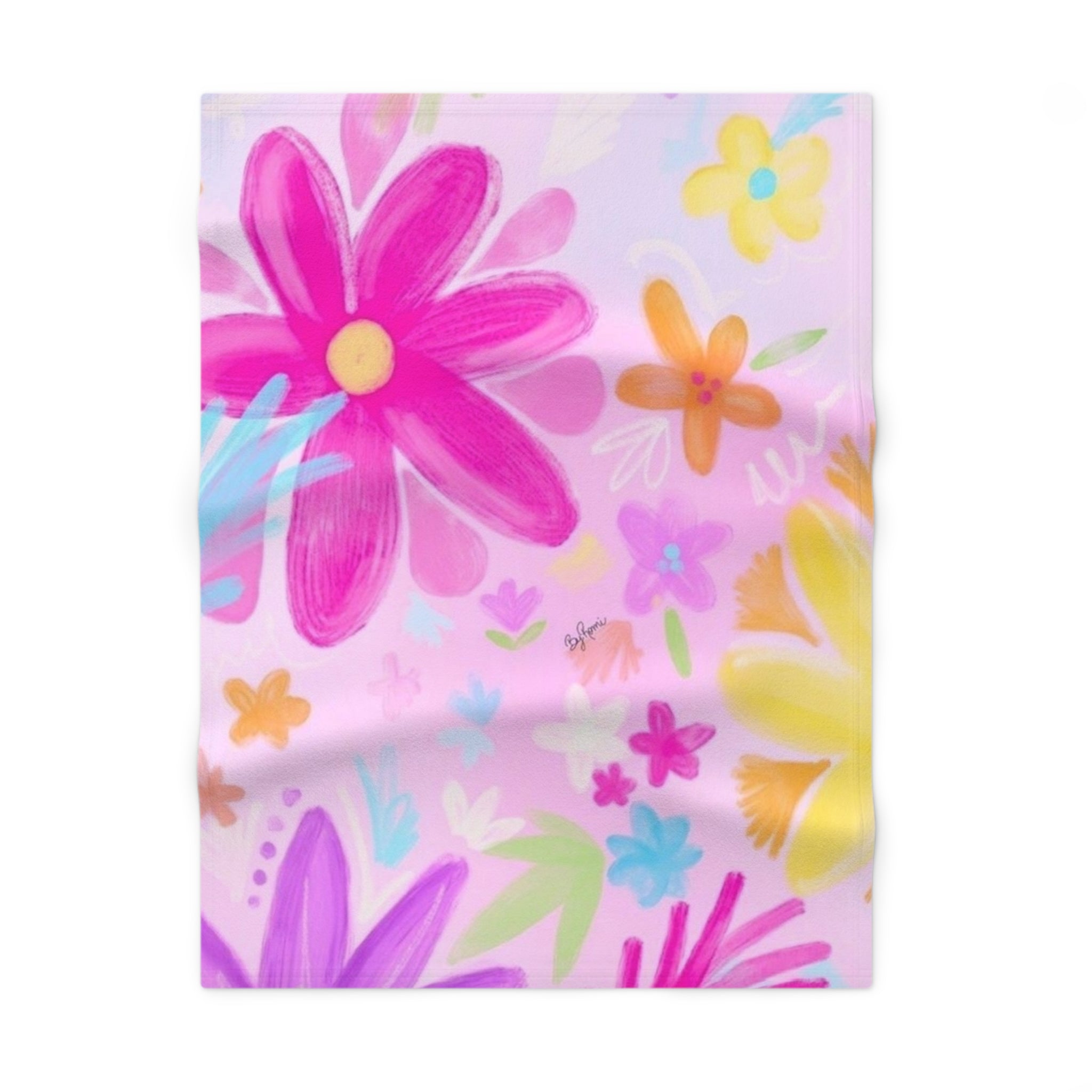Floral Pastel Baby Blanket — Soft Fleece Nursery Throw