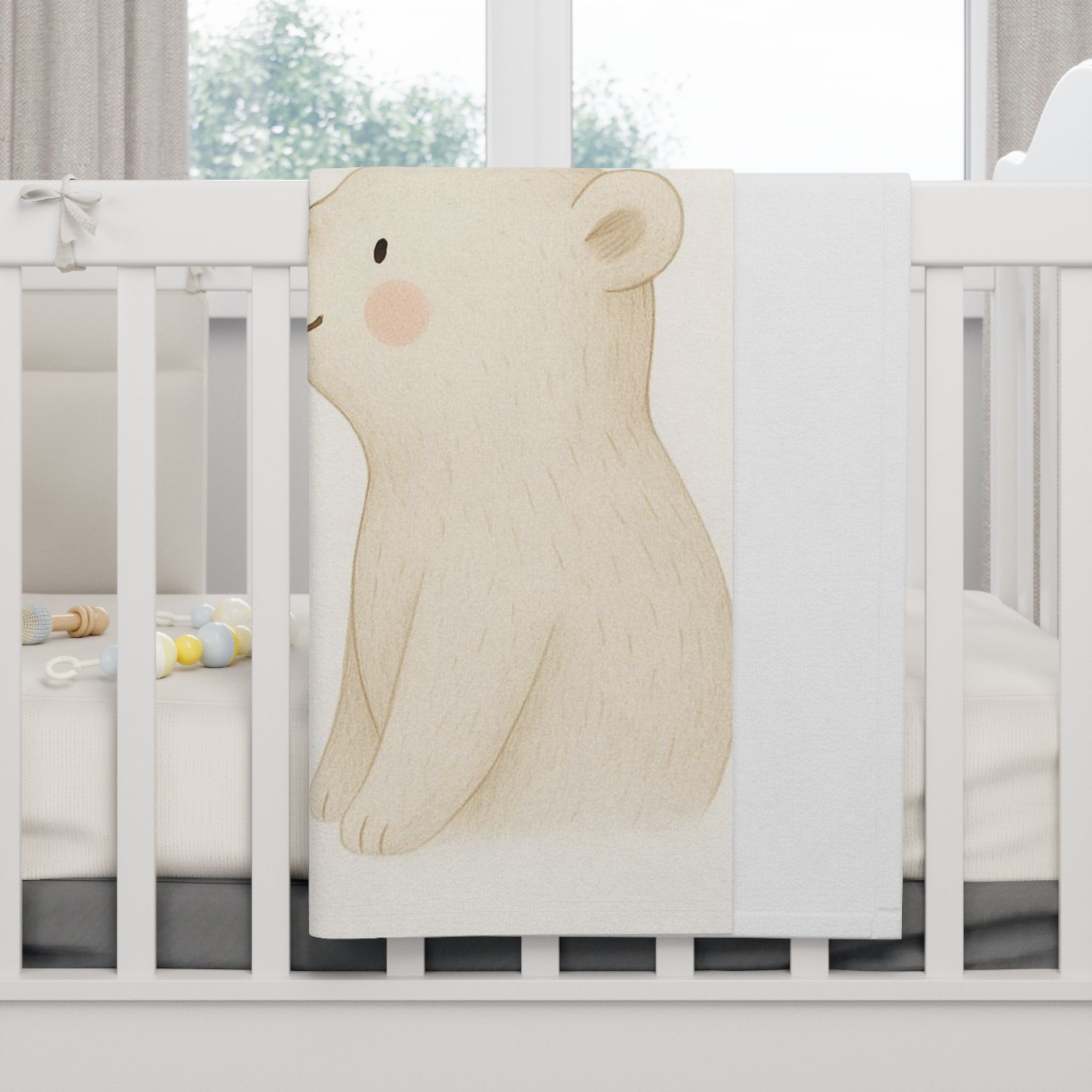 Cute Polar Bear Baby Blanket – Soft Fleece Nursery Throw with Mama & Baby Design