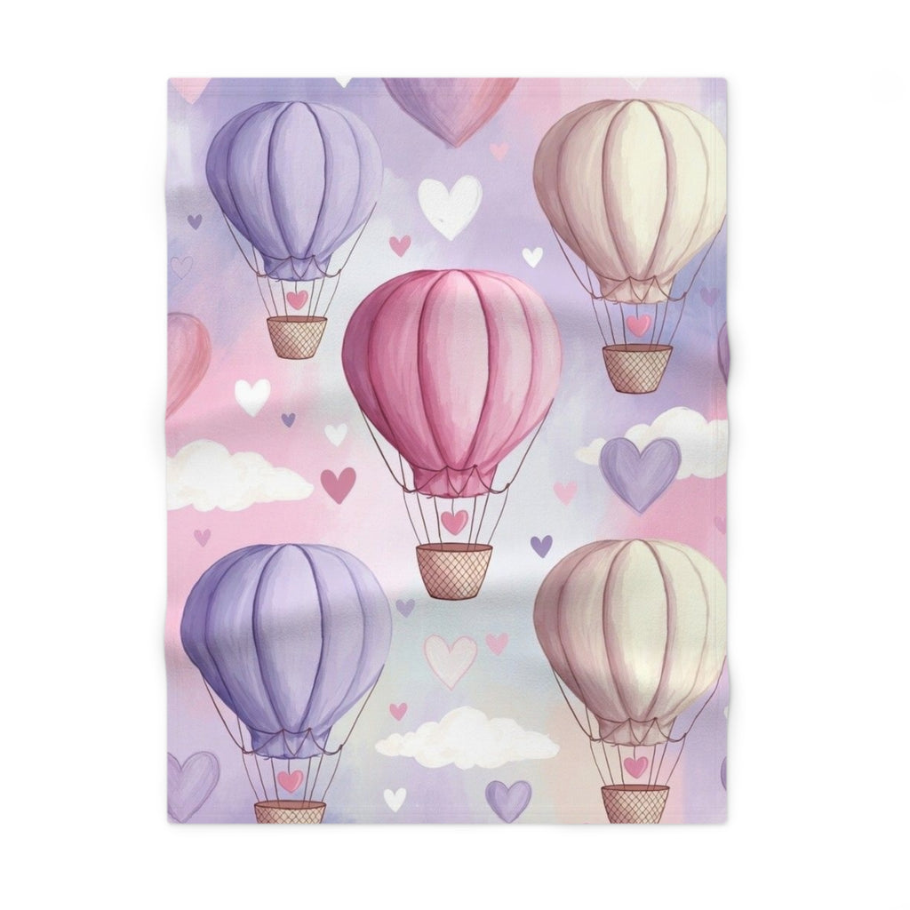 Pastel Hot Air Balloon Baby Blanket - Soft Fleece Nursery Throw