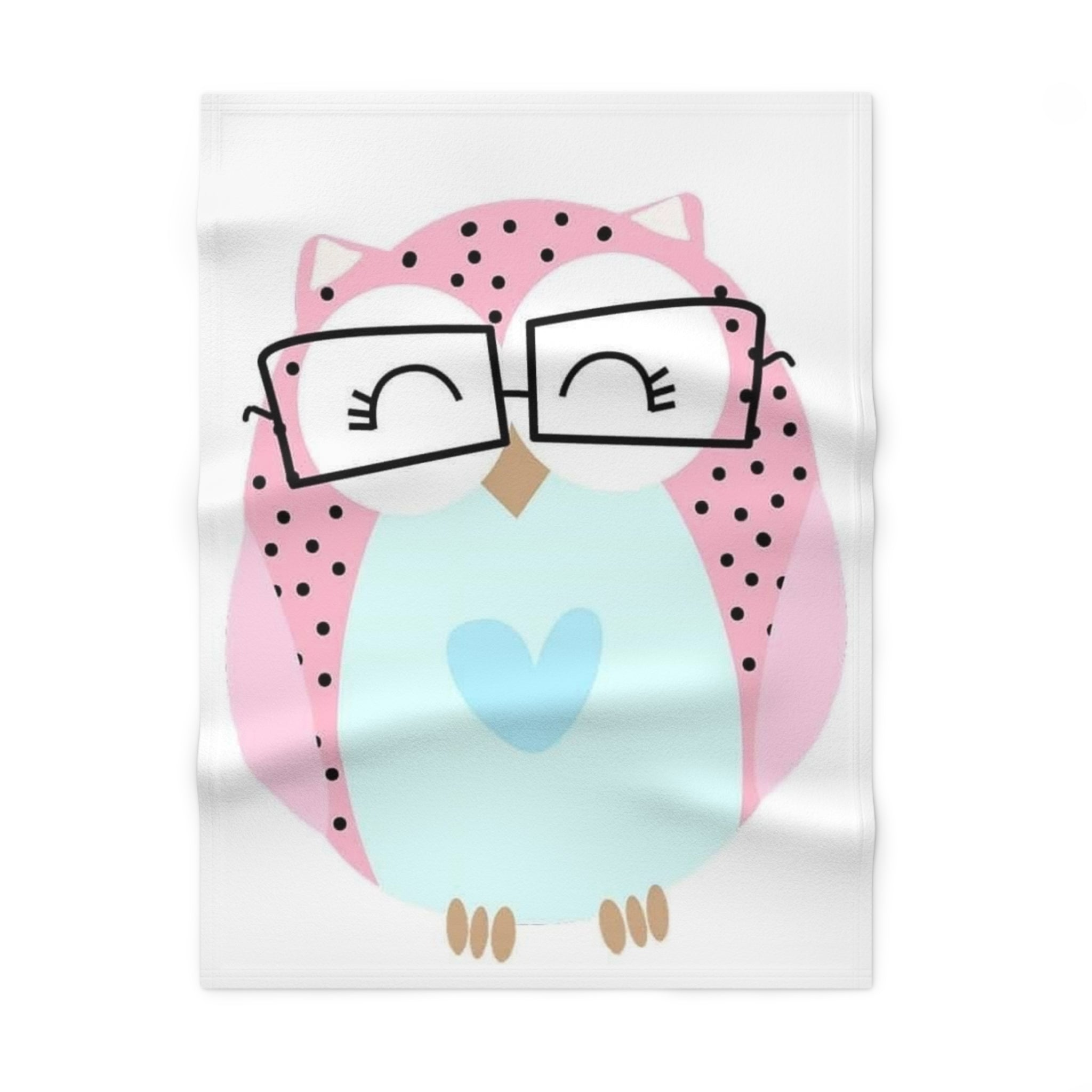Baby Blanket — Cute Pink Owl with Glasses Soft Fleece Nursery Throw
