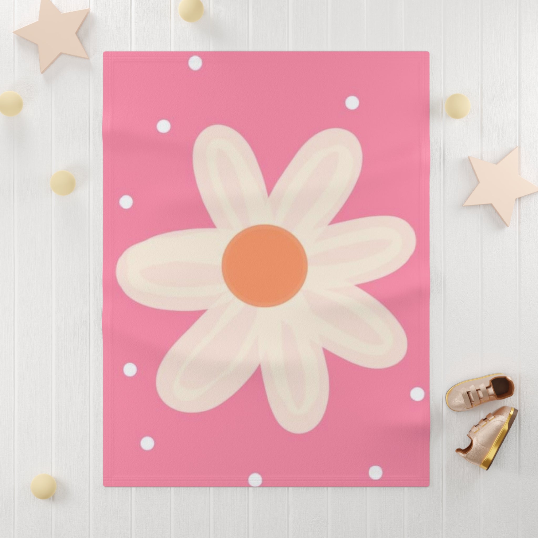 Pink Daisy Baby Blanket – Soft Fleece Floral Throw for Newborns & Nursery